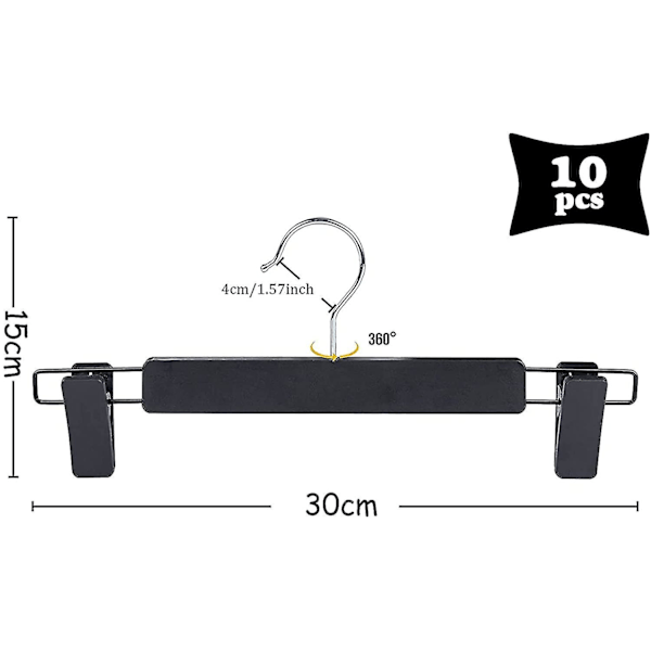 10 kpl Housutripunripustimet, Clip-ripustimet, Muoviripustimet, Housutripunripustimet Clipseillä, Vahvat Liukumattomat Clipit, Hameille, Farkuille, Housuille (musta)