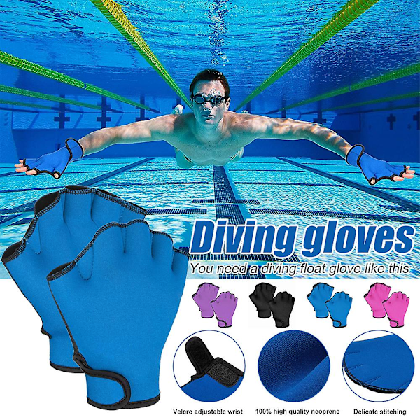 Aqua Handskar Simhudar Paddel Simhandskar Fitness Vatten Aerobics Simning Motståndsträning Fingerlösa Handskar purple l