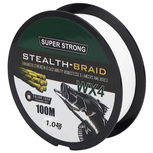 PE Lokkemad Fiske Line Tackle 4 Vævet Anti Bid Stærk Spænding Tilbehør (hvid 1.0  100M)
