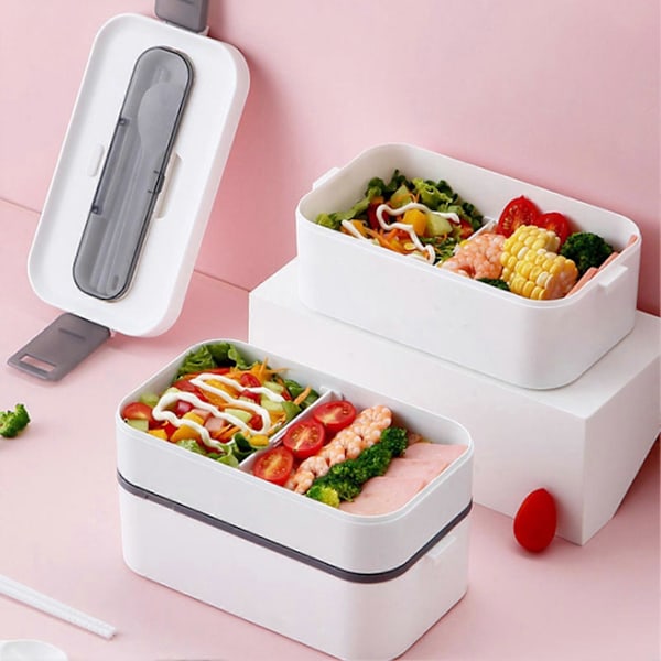 Lunch Box Double Layer Thickened Buckle Strong Bearing Bento Box for Outdoor School Work