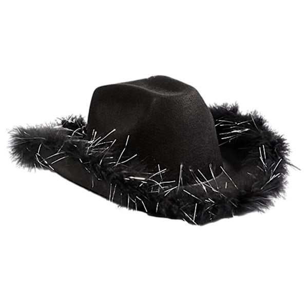 Värikäs Denim-Cowboy-hattu Tyylissä Unisex-suunnittelu Laaja Käyttöalue Monitoiminen Cowboy-hattu Monipuoliseen Western-tyyliin black