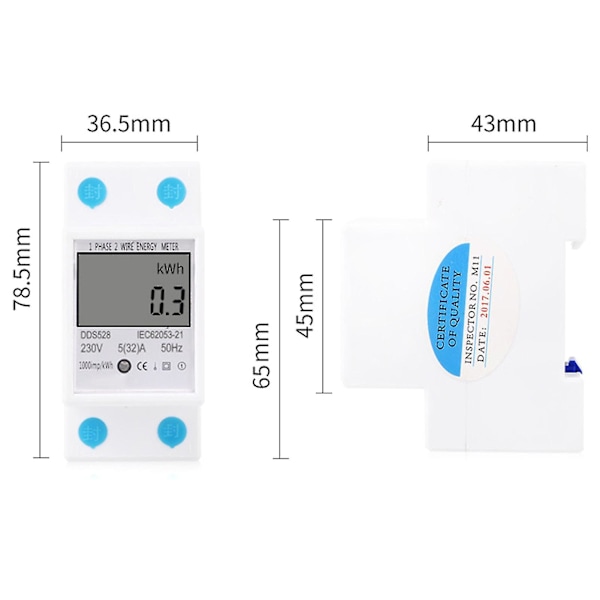 Dds528 5-32a 230v Kotitalouden Wattimittari Älykäs Helppo Asentaa Valkoinen Yksivaiheinen Din-kisko Sähköenergian Mittari Kotiin Mengxi