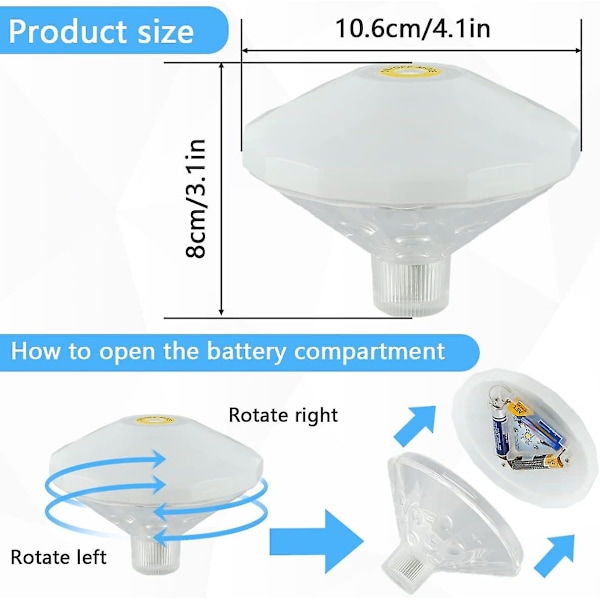 2 st färgade flytande poollampor, discobadlampor, LED-undervattenslampor med 8 lägen, IP67 LED-poollampor, LED-undervattenslampor för badrum, simning