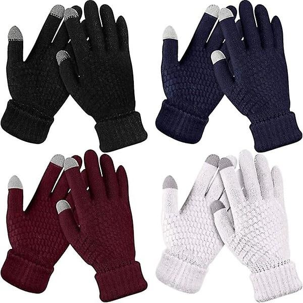 The New 4 Pairs Ladies Winter Touch Screen Gloves Warm Fleece Lined Knee