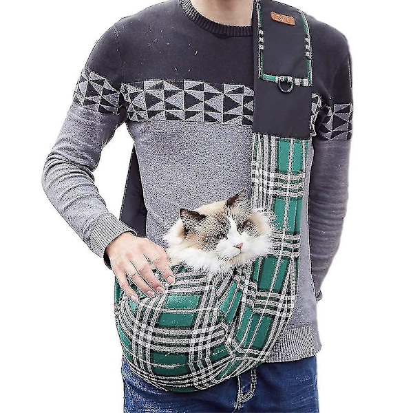 Pet Sling Bag Klassisk Rutete Design Hund Katt Bag Skulder Pet Carrier