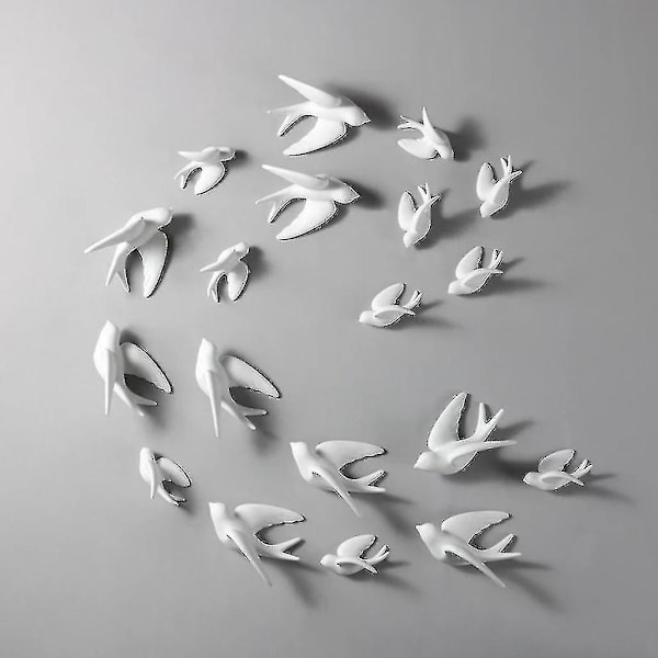 3x Creative Cute 3d Ceramic Bird Swallow Mural Wall Hanging Art Sculptures Decor Living Room Dining Office Garden Ornaments