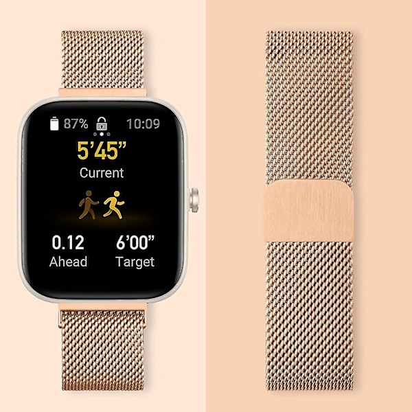 20mm Hurtigutløsning Rustfritt Stål Erstatningsklokkearmbånd For Amazfit Bip U Pro/bip/bip Lite/bip S/bip S Lite/bip U rose gold