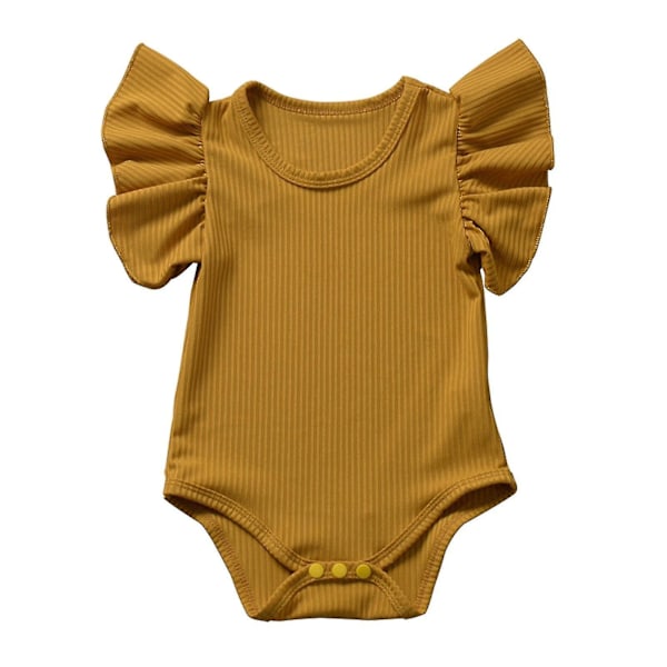 Nyfödd Romper Klädset Baby Flicka Bomull Kortärmad Barn Spädbarn Bodysuit yellow 100