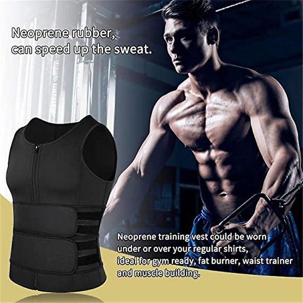 Menn Kropp Former Waist Trainer Sauna Vest Dobbelt Belte Mage Slimming Svette Vest Fitness Belte.Svart