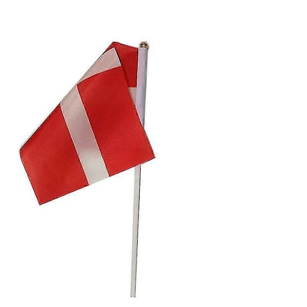 100 stk. Danmark Håndholdt Ryst Lille Flag 14x21cm polyester Danmark Håndvinkende Flag med plastik flagstang til dekoration