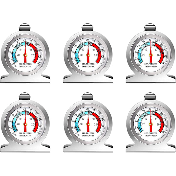 PCS Stor Skive Temperaturkjøleskapstermometer i Rustfritt Stål for Fryser Kjøler med Hengende Krok og Stativ
