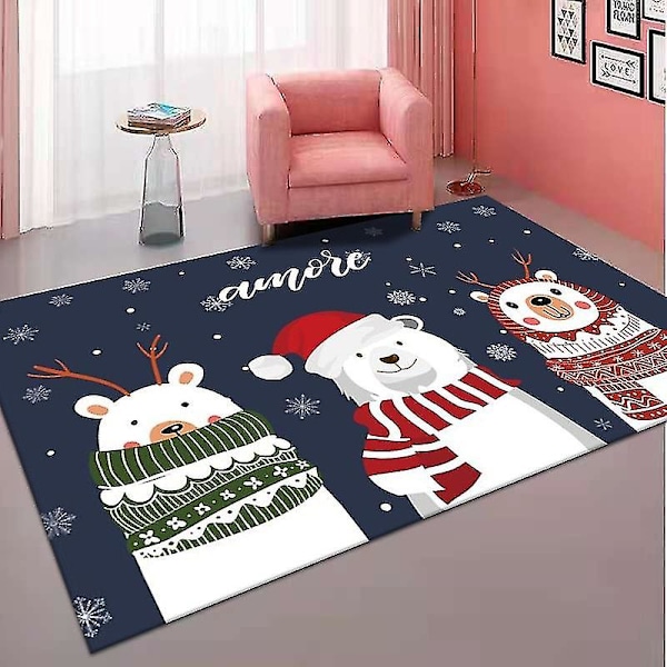 Eurooppalainen ja amerikkalainen tyyli joulu matto olohuone punainen matto koti juhlallinen loma koriste joulu liukastumaton matto santa claus and elk snowman 40x60cm