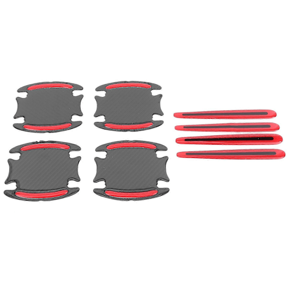 4pcs Car Reflective Sticker Exterior Door Bowl Handle Warning Tape Strips for Driving SafetyRed