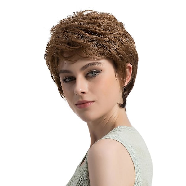 Women Fashion Brown Short Full Wigs Curly Hair Hairpieces Gift Charming Qinhai