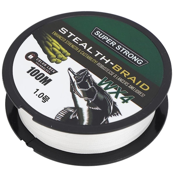 PE Lokkemad Fiske Line Tackle 4 Vævet Anti Bid Stærk Spænding Tilbehør (hvid 1.0  100M)