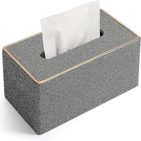 Kudoksen kotelo, PU-nahkainen kudoksenpidike Suorakulmainen Kleenex-kotelon peite Kotiin/Toimistoon/Auton sisustukseen 9.84\"X5.23\"X3.77\" - Harmaa beige