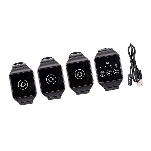 Trådlös Armbandspager Multifunktionell Ipx7 Vattentät 433.92mhz Klockpager För Restaurang-Paging System 3 För 1