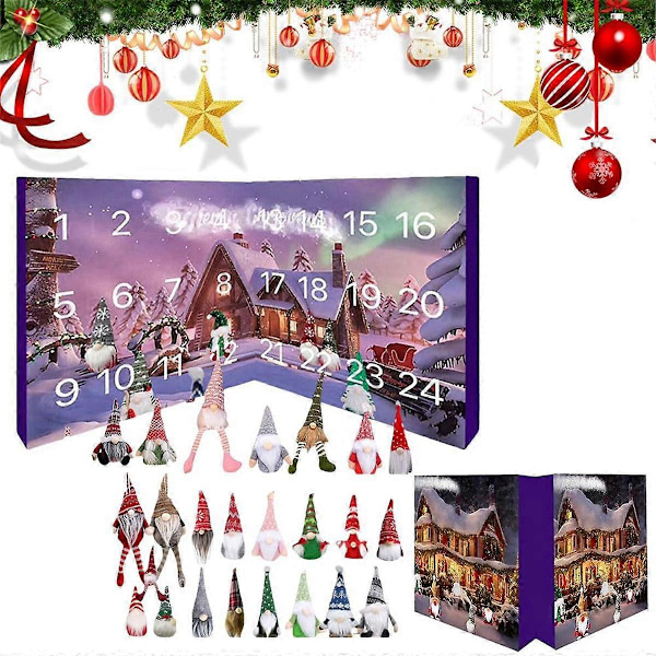 Jultomtekalender med Samlartomtar Tomte Plyschleksak Tomte Nedräkningskalender för