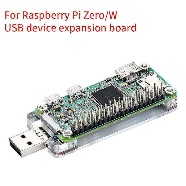 USB-utbyggnadskort för Raspberry Pi 0 W, kan sättas in både fram- och baksida