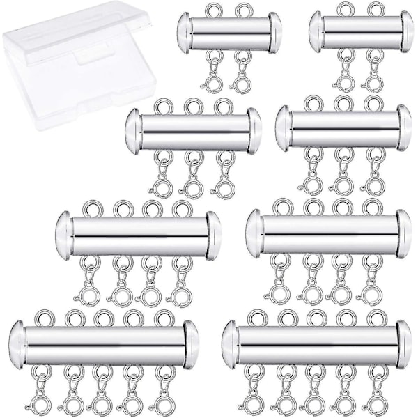 8 Stykker 4 Størrelser Skydeknap Lås Halskæde Stik Multi Strands