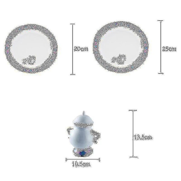 Cartoon Ny Skönheten och Odjuret Tekanna Mugg Te Set Födelsedagspresent_h 25cm plate