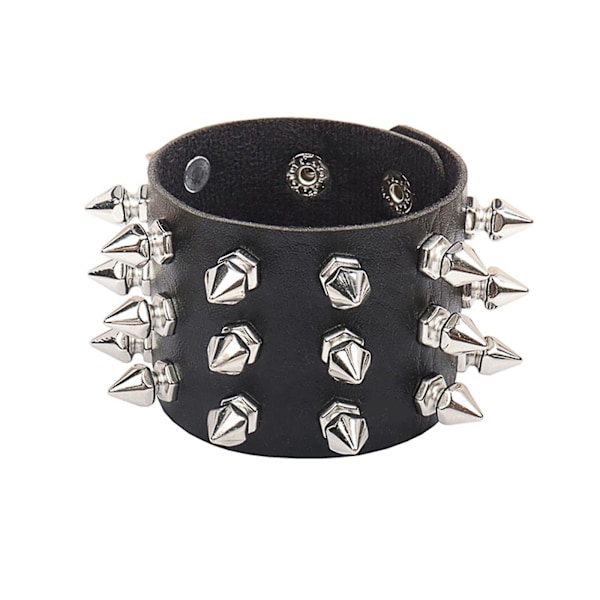 6 stk. Piggspikrete Nitter Punk Rock Biker Bredt Lær Armbånd Håndleddsbånd Aus