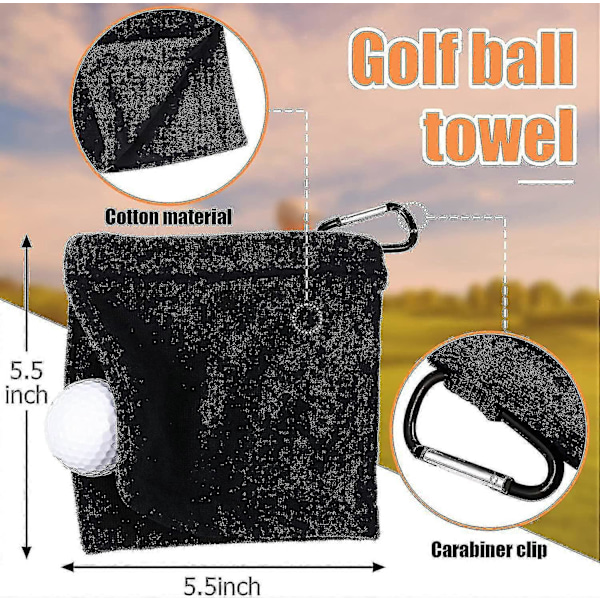 Golfballhåndkle 5,5 X 5,5 Tommer Svart Golf Vått Og Tørt Golfhåndkle Lomme Golfhåndkle Med Klips Ballhåndkle Golfballhåndkle For Golfbane Treningshåndkle