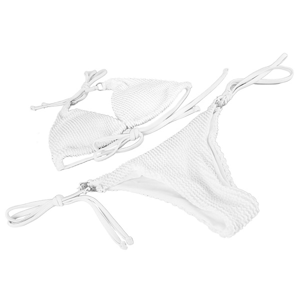 Dam Bikinitop & -byxor i Ren Färg - Korsad Design, Band vid Sidorna, 2-delad Baddräkt för Sommarbad på Stranden (Vit Storlek M)
