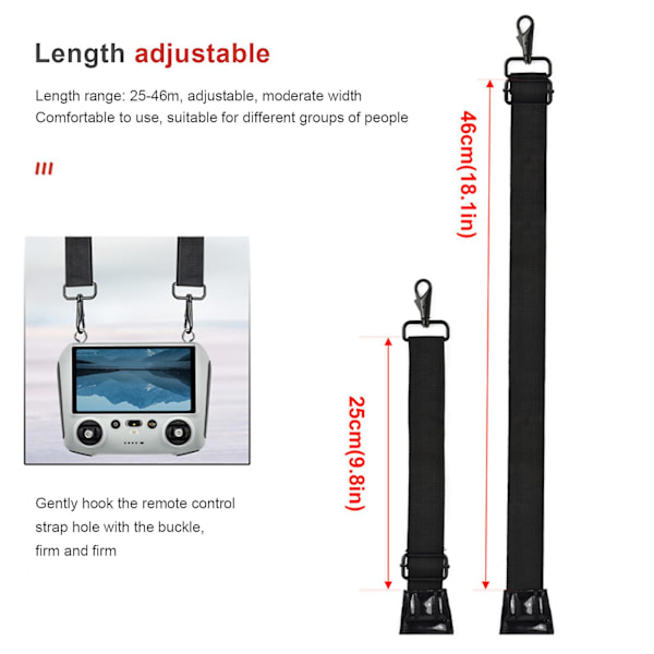 Korkea-asteinen nylonpunottu olkalaukku-kaulahihna CNC-alumiiniseosruuvilla DJI Smart Controllerille/RC Prolle/Mavic 3:lle | Mini 3 Pro RC -tarvikkeet