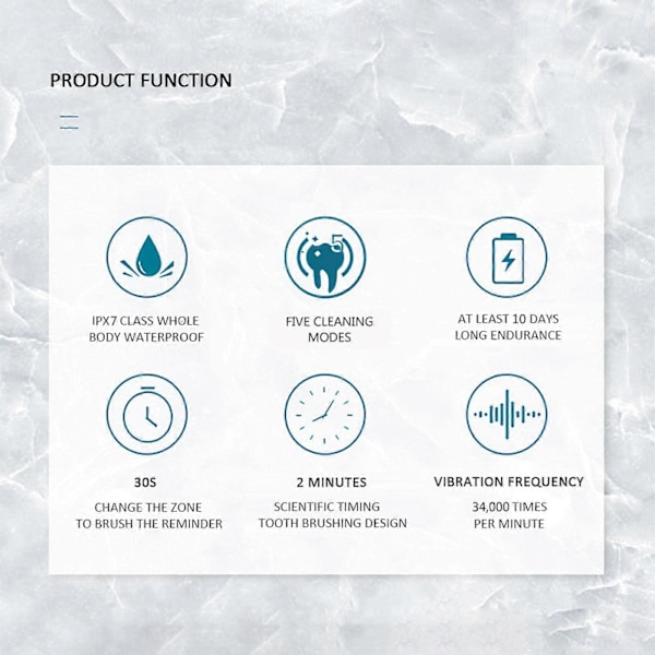 USB-laddningsbar Elektrisk Tandborste, Elektrisk Tandborste med 8 Borst Huvuden, Smart 5-hastighets Timer Elektrisk Tandborste IPX7