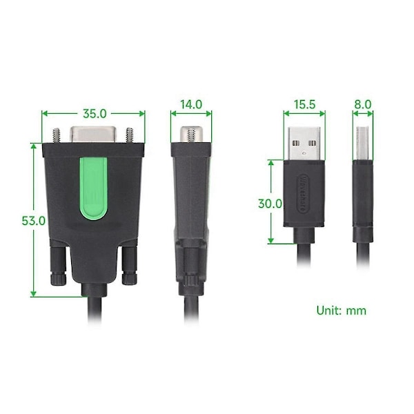 USB-RS232 sarjakaapeli USB tyyppi A - DB9 uros FT232RL-siru monitoiminen kätevä sarjakaapeli