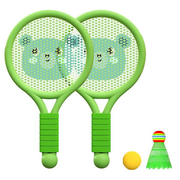 Grönt Björnbarn Badmintonracket Leksaksset - Lätt Badmintonracket för Pojkar och Flickor (3-7 År) - Inomhus/Utomhus