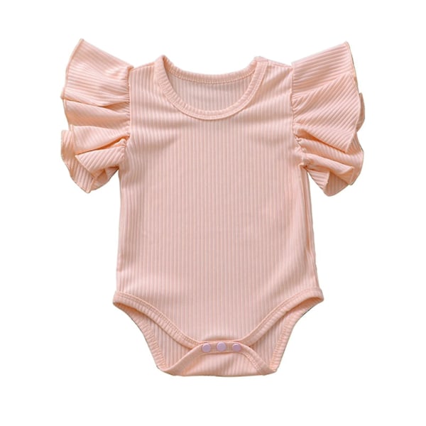 Nyfödd Romper Klädset Baby Flicka Bomull Kortärmad Barn Spädbarn Bodysuit pink 100