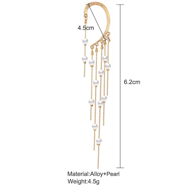 Øreringe uden huller Perle Kvast Lange Øreklips Kreative Øreklips Øreringe til Kvinder