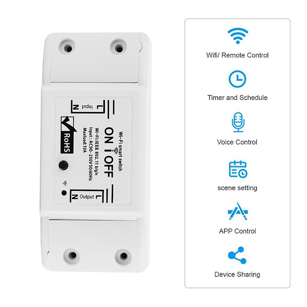 WiFi Smart Switch Relæ Universal Afbryder Timer APP Trådløs Fjernbetjening Automatisering Fungerer med A