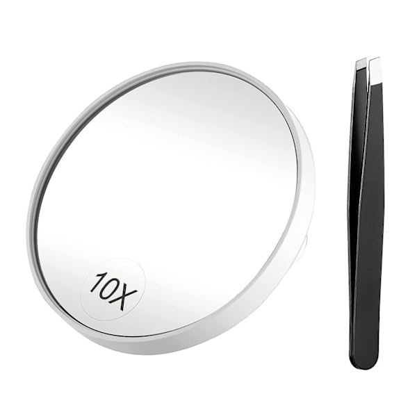 1 Set 20/10X Magnifying Mirror with Suction Cup And Tweezer Clear Round Small Makeup Shaving Mirror Bathroom Travel Supplies QingHai