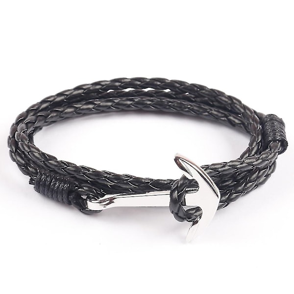 Man Anchor Bracelet Multi-layer Pu Leather Bracelet For Men Women Fash