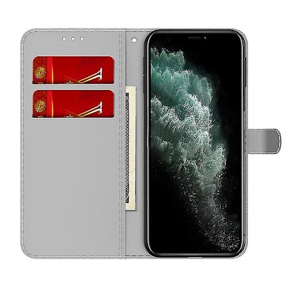 Horisontal Flip-etui i lær med holder, kortspor og lommebok for iPhone 11 Pro (vinter snø) med vannfarget mønster