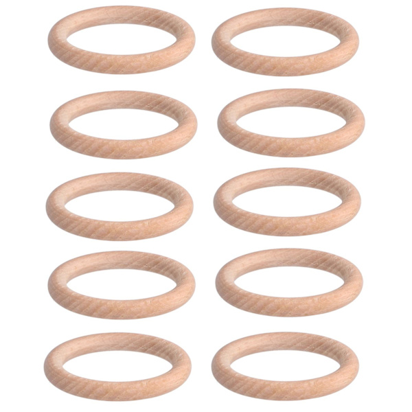 Naturlige tresirkler for smykkeproduksjon - 10 stk uferdige DIY treringer, 7 cm størrelse, ideelt for babytenner