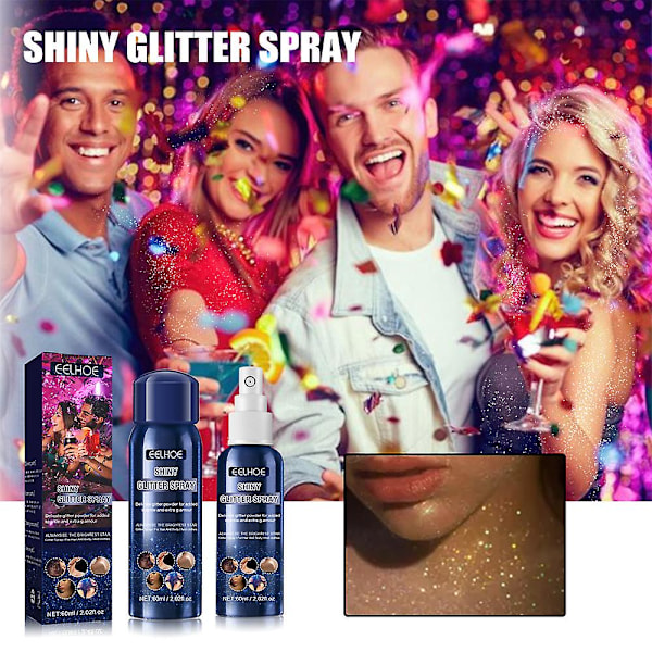 2 st Highlighterpulverspray Vattentät Långvarig Glansig Ansiktskontur Hår Kropp Kläder Glitter Makeup för Dejting Nattklubb Fest