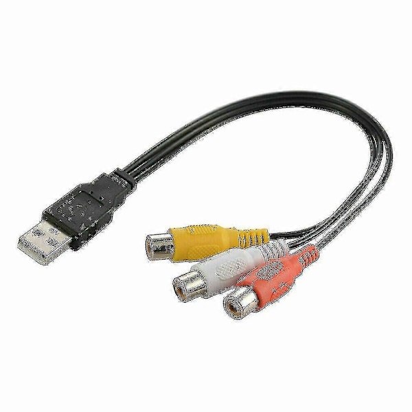 USB 2.0 Hann til 3 RCA RGB Hunn Video AV A/V Konverteringskabel for HDTV PC FT