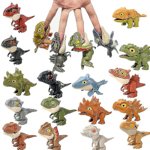 Mini Actionfigurer Fingerbidende Legetøj Jurassic Dinosaur Park Rygsæk Vedhæng Snap Squad T-rex Dino Bid Hånd Børn Drenge Legetøj 1 stk - dig light blue canyon