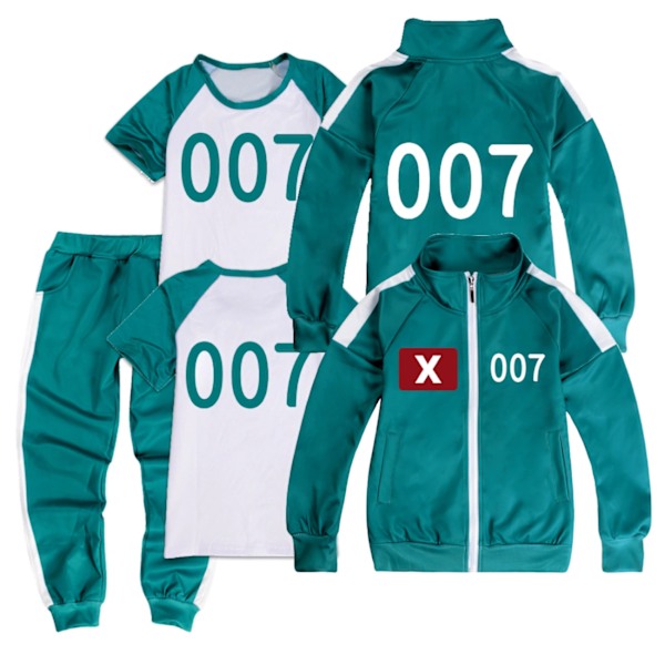 Squid 2 Survival Game Rollelek Kostyme Tredelt Sett Sportsklær + T-skjorte + Bukser for Barn three piece set007 170cm