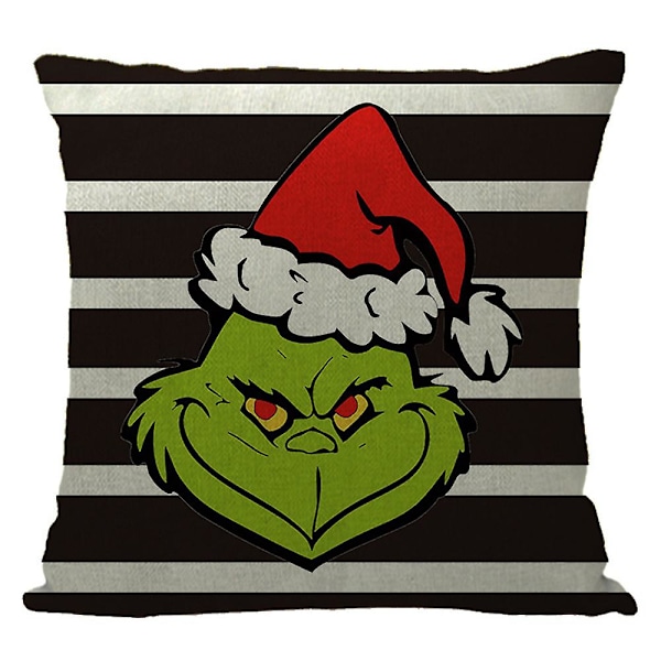 45x45cm Julepuderbetræk med Grinch-tema - Kvadratisk Pudebetræk til Sofa, Seng, Bil - Julepynt 2