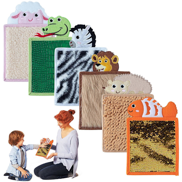 6 Pack Animal Sensory Mats for Autistic Children - Variety of Unique Textures - Sensory Disorder Toys for Tactile Play