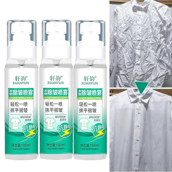 3x Anti-spray, Wrinkle Remover, Removes Odors, Multi-purpose Clothing Remover 100ml