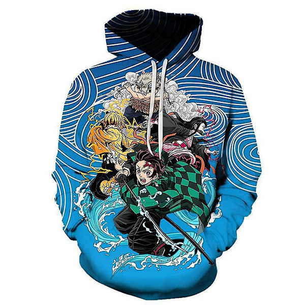 Demon Slayer Anime Unisex Hoodie Tanjirou Nezuko 3D Print Hoodies Topper Langarmet Pullovergenser s