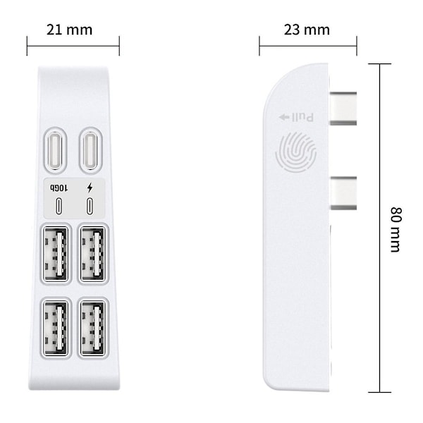 For Slim 6-in-1 USB 2.0 HUB Tietojen Siirtojatka USB Monitoiminen Kannettava Jakaja, Musta