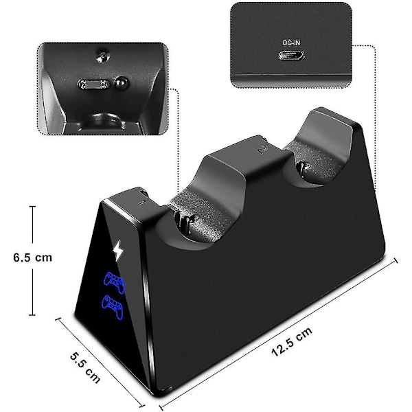 Laddningsstation för Ps4-kontroller Dualshock 4, laddningsstation för Playstation 4, laddningsstativ för Playstation4 / Ps4 / Ps4 Slim / Ps4 Pro-kontroller