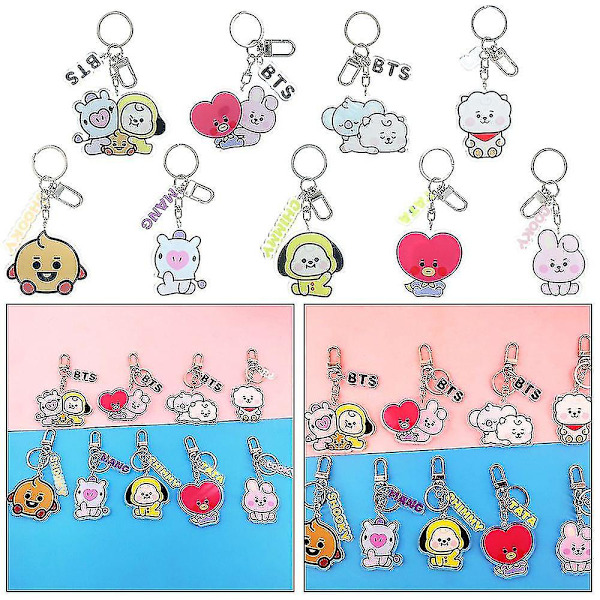 BT21 Nyckelring med Järnring Säker och Giftfri Chimmy Mang Cooky Shooky Tata Bts Nyckelring